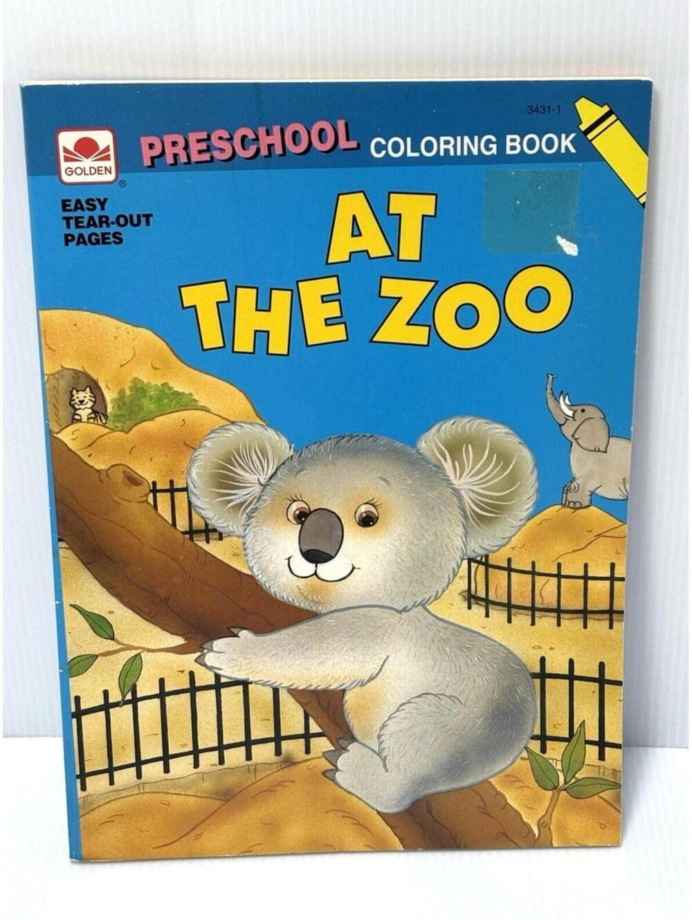 At The Zoo Preschool Coloring Book Golden Books, Unused, Retro Vintage Kids